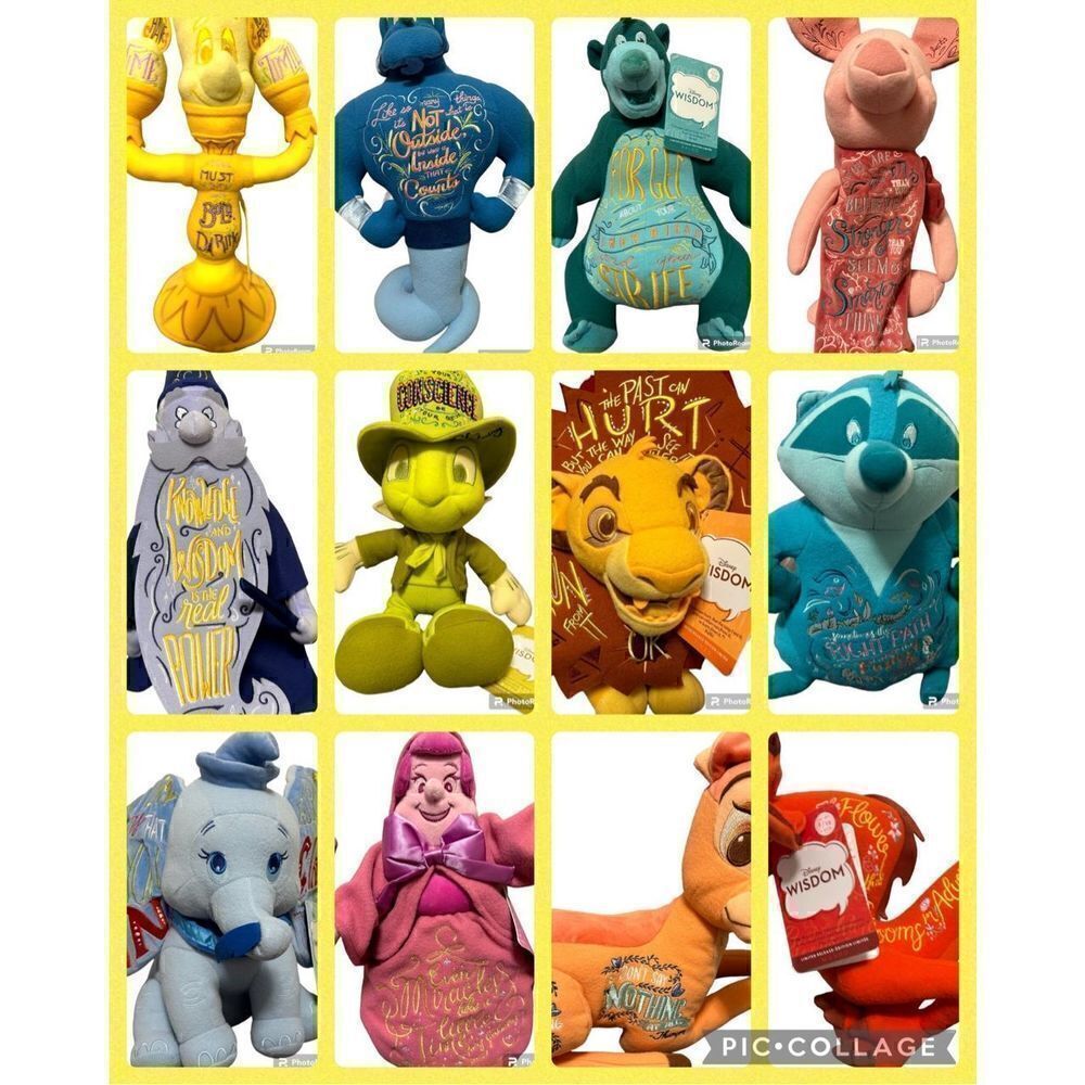 Disney Wisdom Full Set Of 12 Plush Figures - New With Tags - Mint